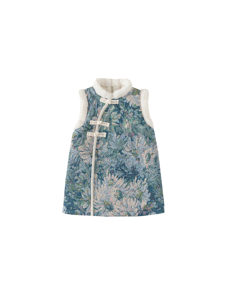 Yubao ropa para niños niñas vestidos de flores chinas otoño invierno nuevo estilo chino vestido de flores retrógradas