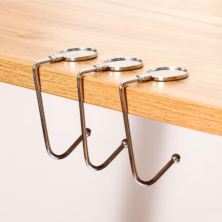 Gancho para mochila escolar, sin necesidad de taladrar, para escritorios de estudiantes, gancho lateral para escritorio de dormitorio, resistente, herramienta para colgar bolsas con rotación de 360 grados.