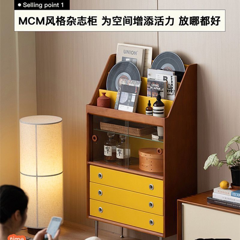 复古尼尔森中古客厅沙发电视实木边柜展示柜卧室日式收纳储物柜|undefined