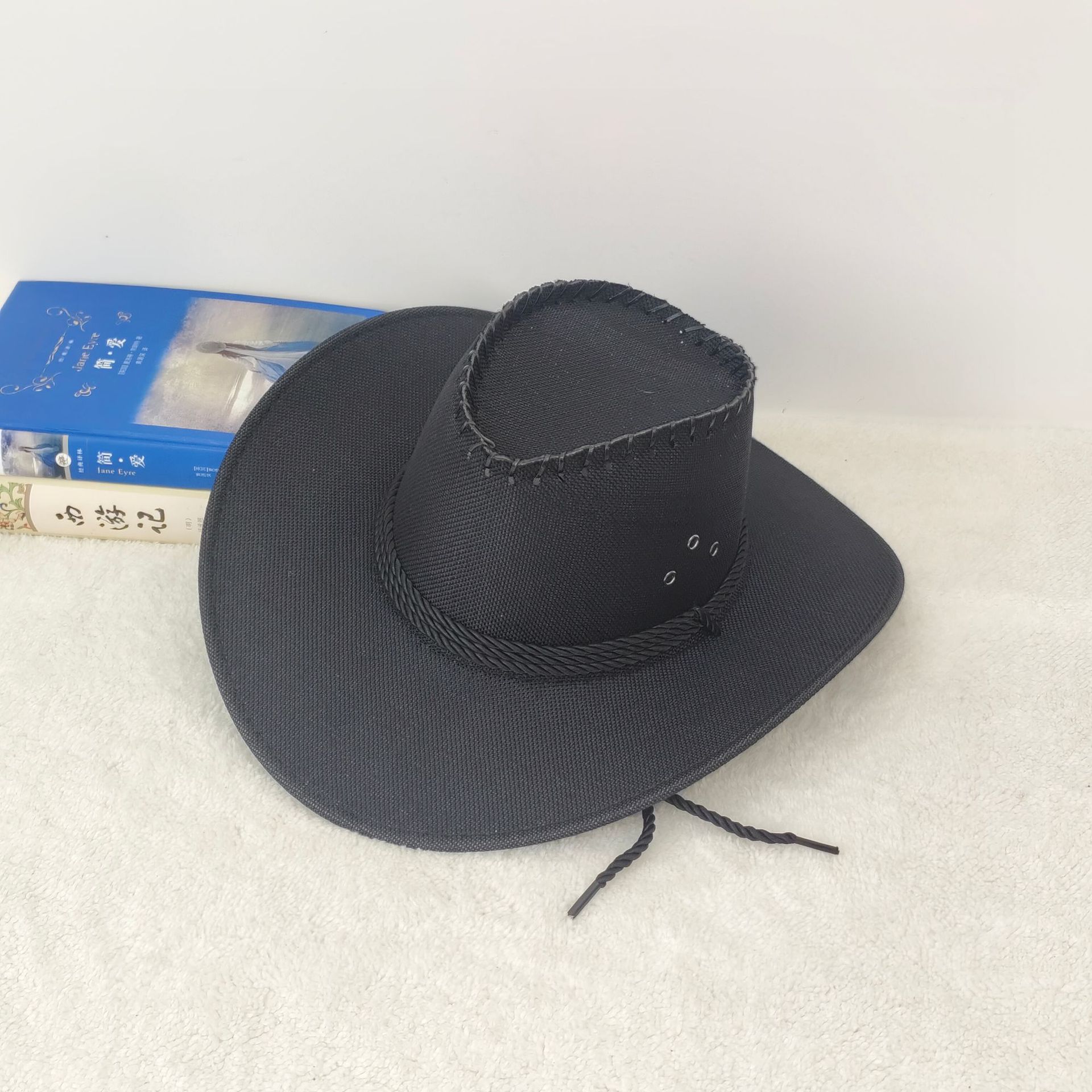 Sombrero Vaquero de Lino Unisex de Poliéster y Lino con Protección Solar para Pesca y Turismo