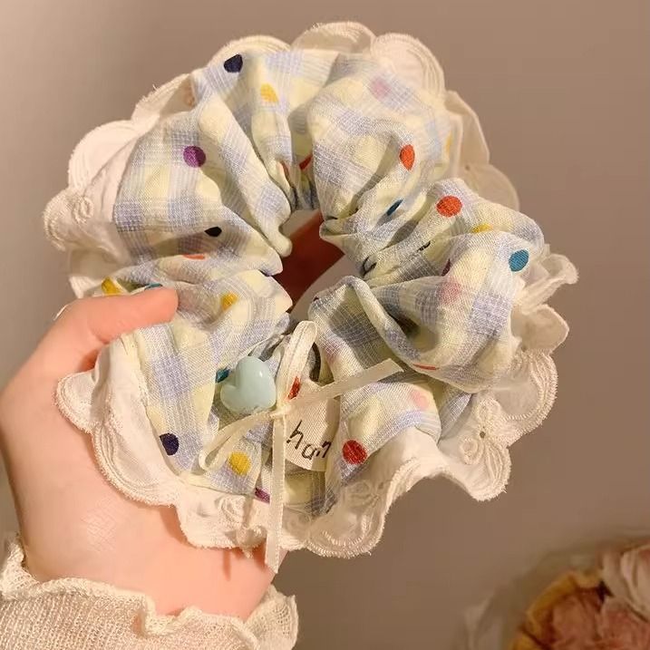 El encaje francés doble anillo de cabello de intestino grueso femenino de alta calidad cuerda de cabello de pelo de ballet dulce Meisen tocado de cabello