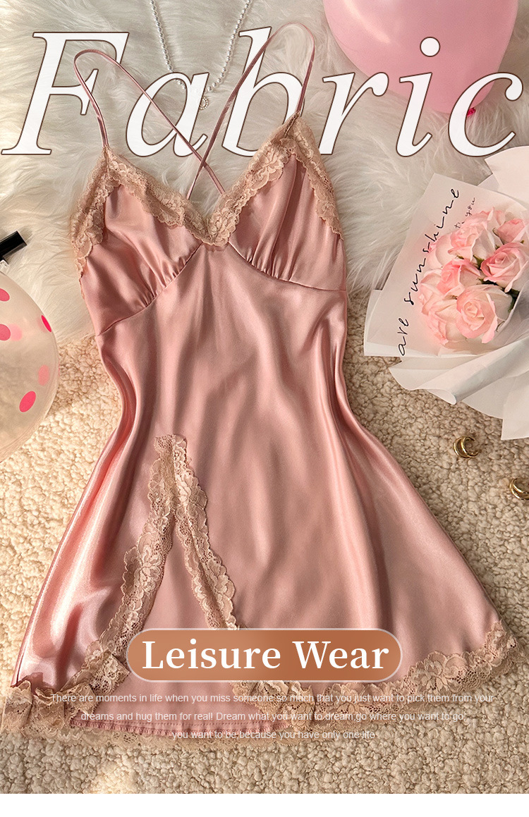 Home Women's Elegant Sexy Color Block Lace Imitated Silk Polyester Pajama Sets display picture 1