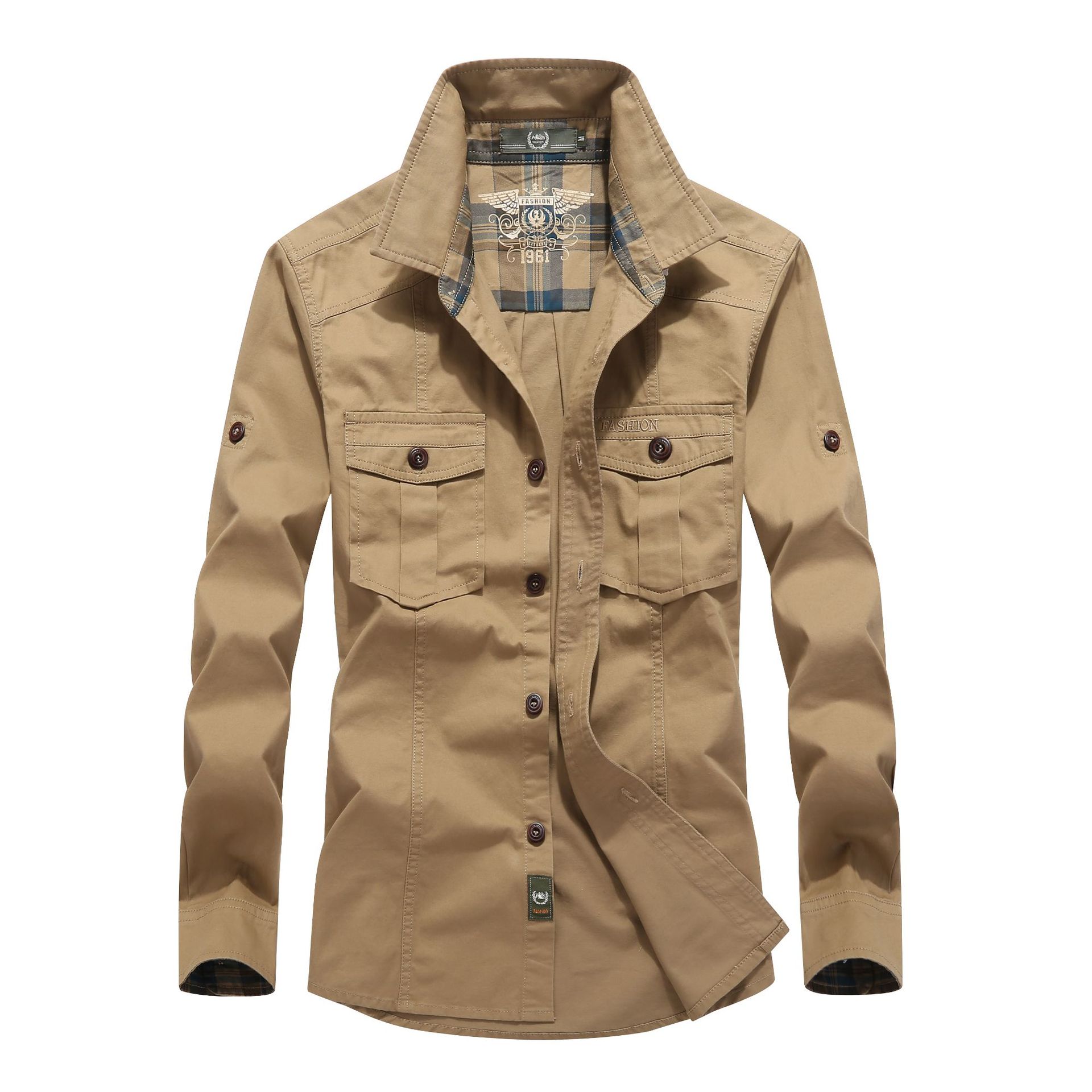 Camisa de manga larga para hombres al por mayor transfronteriza para hombres nueva fábrica de ropa para hombres directa para hombres camisa militar de talla grande casual para hombres