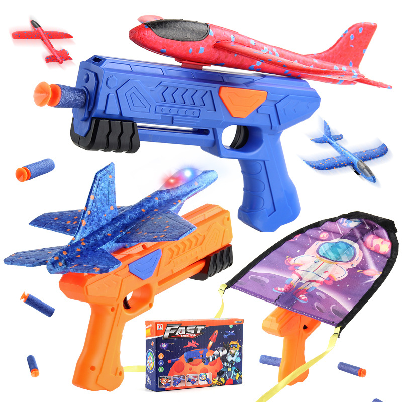 One-Click Lanzamiento de espuma flash Catapulta de combate Aviones pistola de lanzamiento de mano aviones de deslizamiento catapulta kite juguetes al aire libre image 3