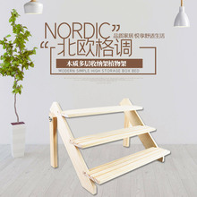 厂家现货松木花架桌面木质多层收纳架置物架实木阶梯储物架展示架