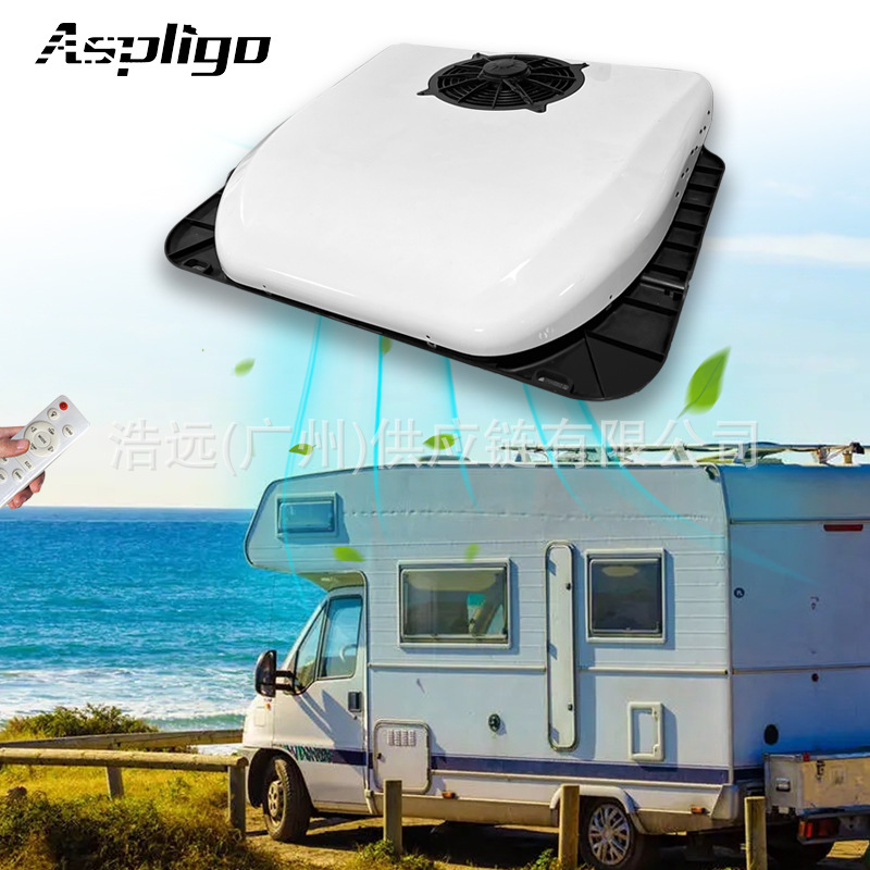 Foreign trade wholesale ultra-thin parking air conditioning all-in-one machine 12V24V refrigeration variable frequency cargo truck RV dining car air conditioning