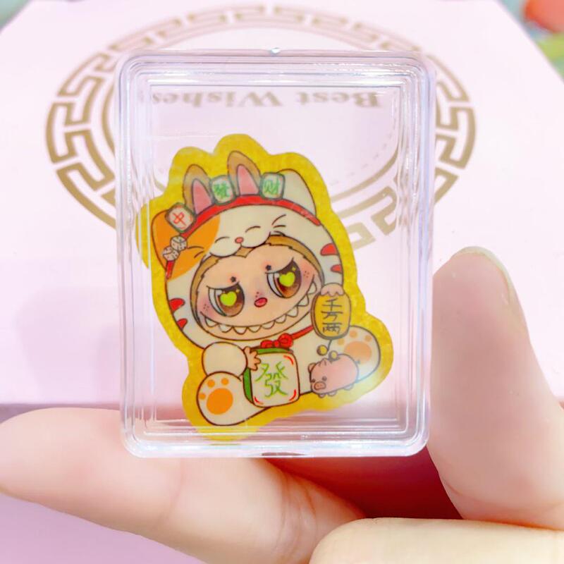 ラブブ labubu 携帯電話ステッカー 2mg 漫画かわいい新年幸運の色金フレーク水貝 999 純金卸売|undefined