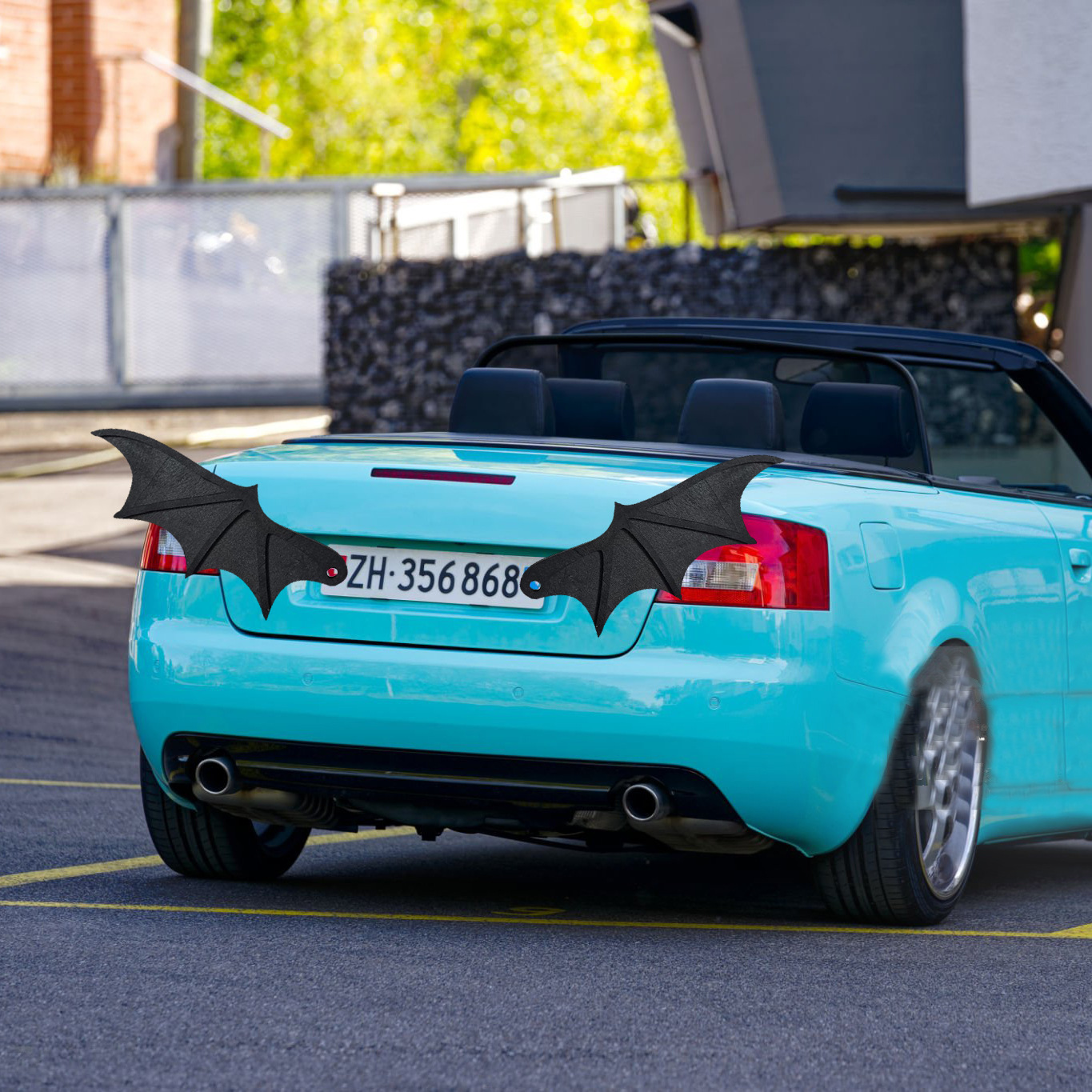 Decoración de Halloween coche alas de murciélago decoración de pared de madera suministros de ambiente de fiesta alas de murciélago de madera