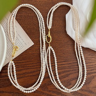 Design Guofeng Vintage high quality Artificial Crystal Pearl Multi-layer Baby Beads Clavicle Chain Necklace