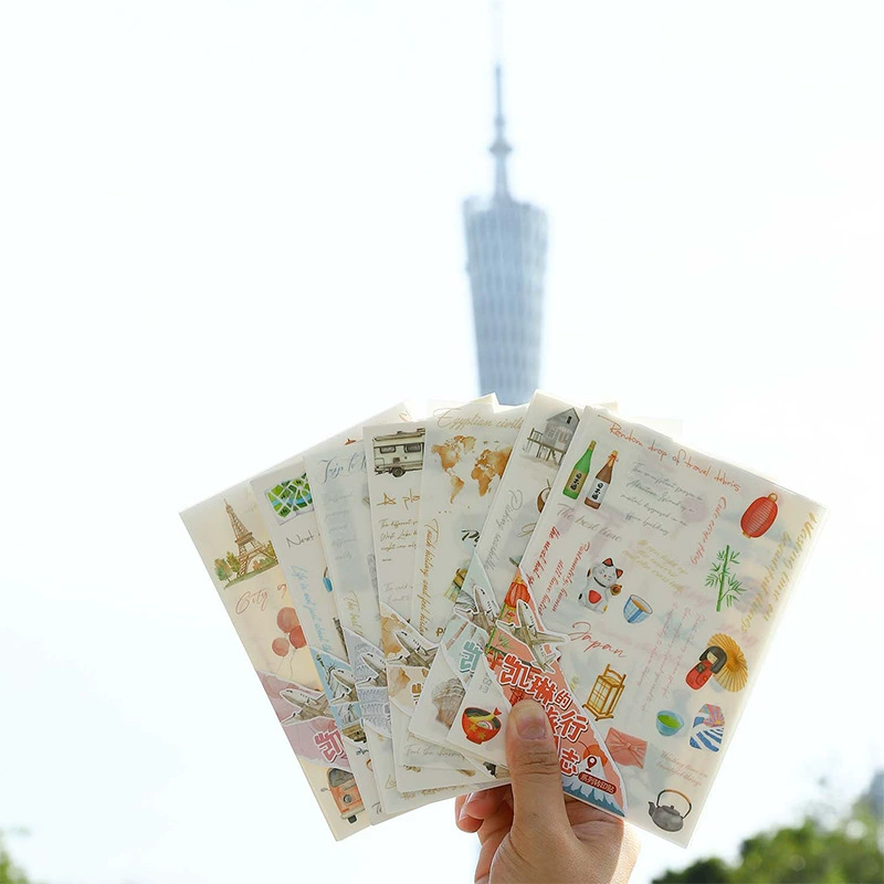 番茄酱少女 Kailin's travel diary series transfer stickers decorative stickers retro handbook material 6