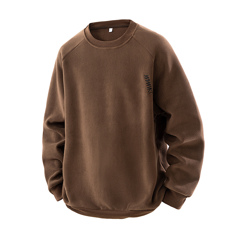 Autumn Winter Fleece Sweatshirt Men, Trendy Brand New Versatile Thickened Pullover Base Shirt For Men_voghion.com