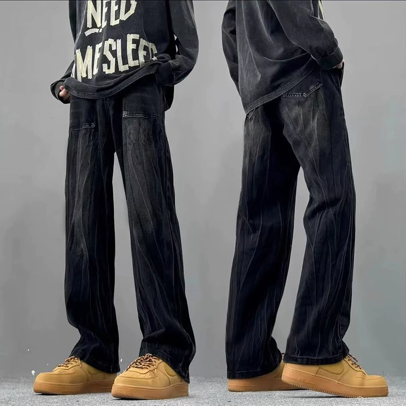 Черные приливные джинсы с галстуком