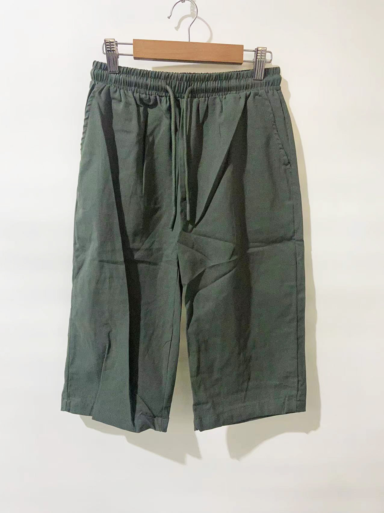 Women's Cotton Linen Casual Pants With Pockets Elastic Waist Five Point Khaki Style_ecoleips.com