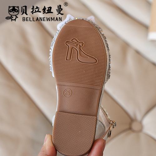 2025 New Arrival Kids' Princess Sandals with Bow for Girls – Fashionable, Student-Ready Shoes for Performances and Dance