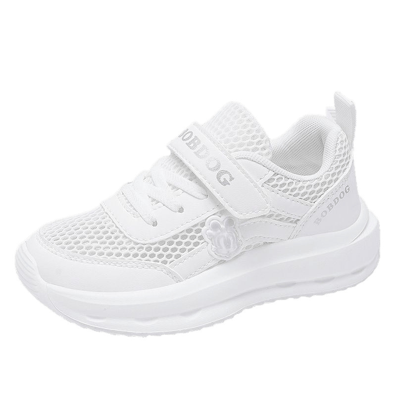 Babudou Zapatos para niños Calzado deportivo blanco para niños Calzado blanco para niños y niñas Calzado para correr de escuela primaria transpirable de una sola red de verano