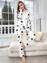 S 38672 Love Print Women's Pajama Set ����ӡ��Ůʿ˯�¿�