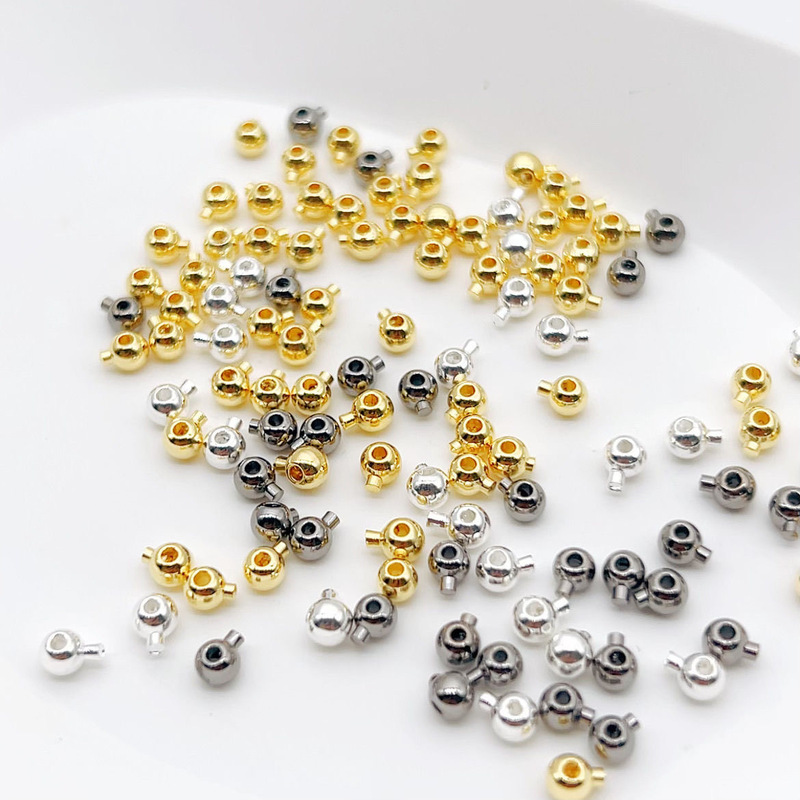 18K Copper Plated Real Gold Necklace Pressure Cooker Positioning Beads DIY Bracelet Steel Wire Finishing Fixed Clip Buckle Beads Bead Decoration