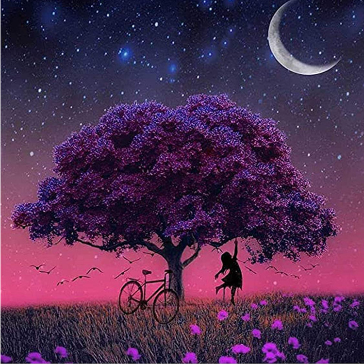 5D Romantic Night Tree Diamond Painting