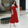 Burgundy, long, mid-length