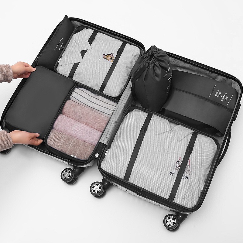 新しいトラベルトイレタリーバッグ、ポータブル収納バッグ、洗面用具セット、化粧品バッグ、大容量収納バッグ、8点セット|undefined