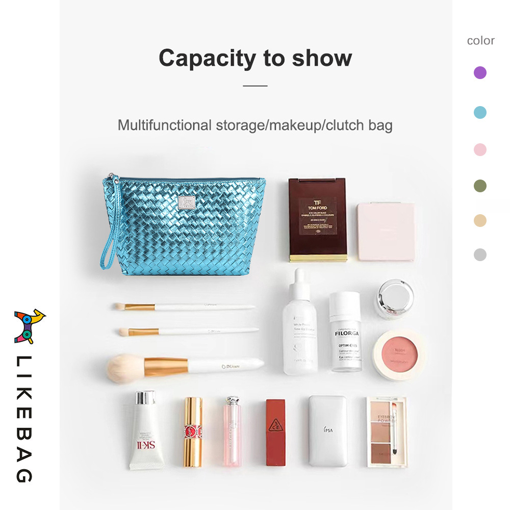 Bolsa de cosméticos de mano transfronteriza europea y americana bolsa de viaje tejida de moda bolsa de almacenamiento portátil bolsa de lavado logo puede ser añadido