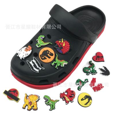 恐龙系列洞洞鞋鞋花鞋扣装饰扣配件PVC软胶DIY配件跨境批发|ru