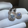 Accessory for bride, zirconium heart shaped, quality earrings, European style, wholesale