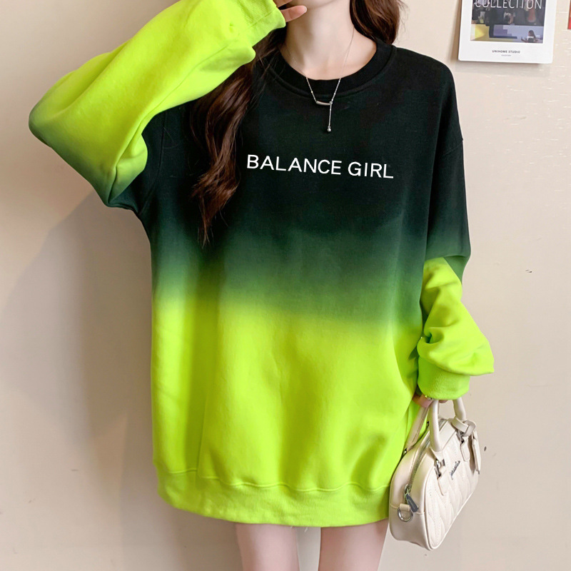 Sweatshirt À Capuche Femme Gradient Loose Style Décontracté_voghion.com