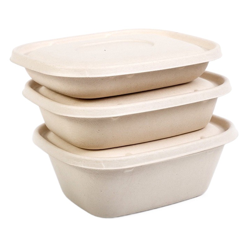 Caja de embalaje desechable para llevar en forma de U caja de almuerzo pulpa degradable caja de comida rápida ensalada de comida ligera caja de almuerzo bento