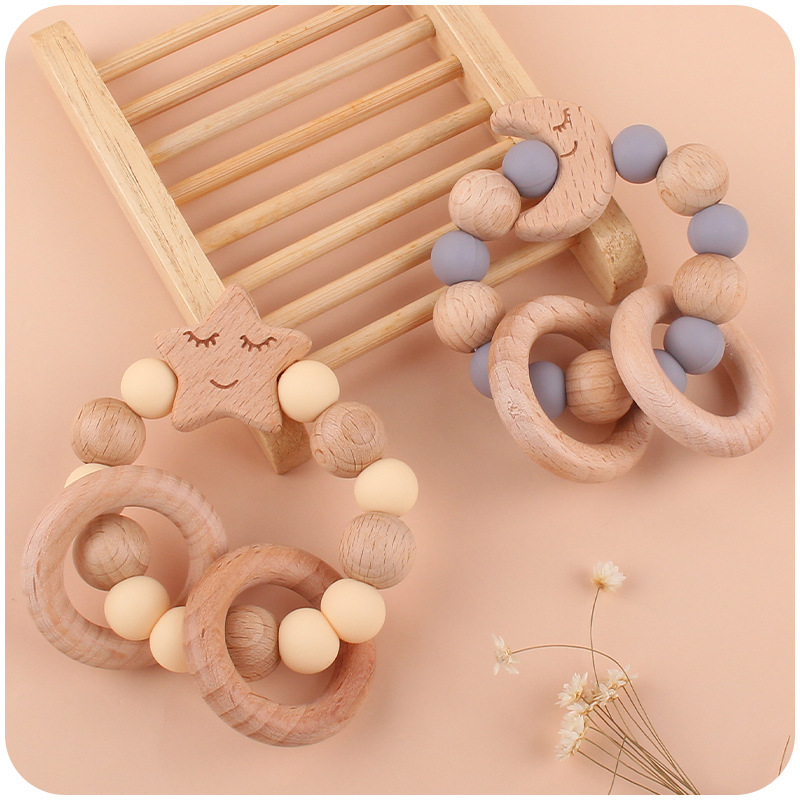 Infante chupete cadena bebé creativo dibujos animados Luna estrella mordedura molar pulsera traje de juguete