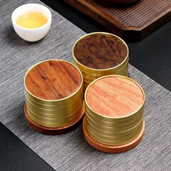 純銅茶杯托黑檀實木茶墊茶杯墊隔熱墊茶托花梨家用功夫茶具配件