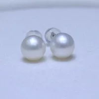 S925 серебряные иглы Элегантные Простые пресноводные жемчужные серьги 6-10 мм круглые бусины Круглые легкие жемчужные серьги для женщин