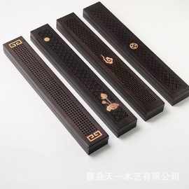 跨境木质线香盒多款可来图定熏香盒室内茶道卧香炉镂空香插檀香盒