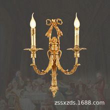 法式全铜壁灯客厅背景墙壁灯轻奢蜡烛卧室床头灯家用设计师灯具