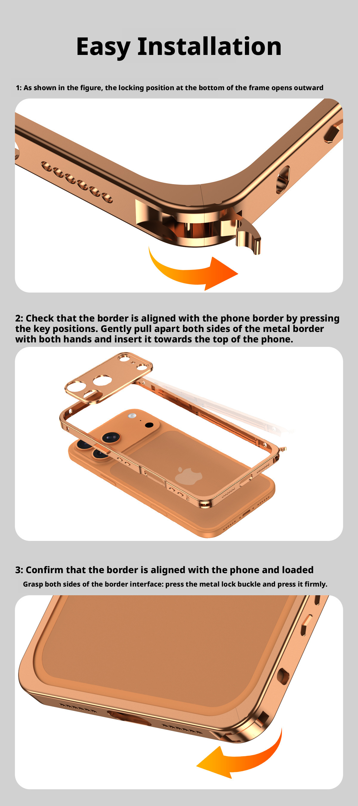 Ốp lưng iPhone viền kim loại tản nhiệt chống sốc dạng khung móc biển — Cam, Bạc, Đen, Xanh chi tiết 12