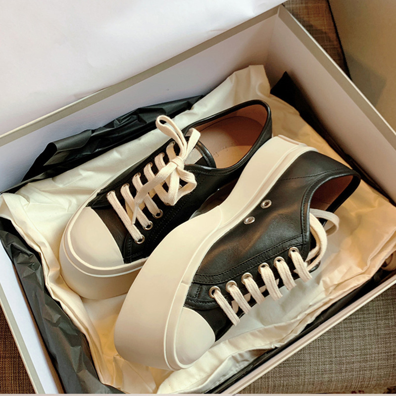MONA Same Style Sports Platform Lace-up Black Height Increasing Thick Bottom Ugly Cute Big Head Shoes Women's 2023 New Single-layer Shoes