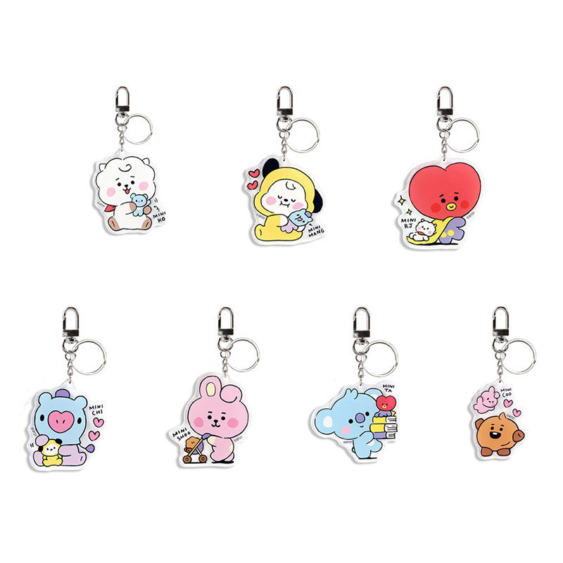 Anime Cartoon Keychain Acrylic Male and Female Junior Korean Cute Doll Pendant Car Bag Key Ring