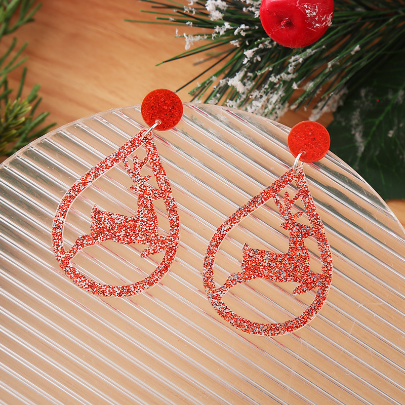 Acrylic Material 1 Pair Cute Christmas Tree Santa Claus Snowman Arylic Drop Earrings