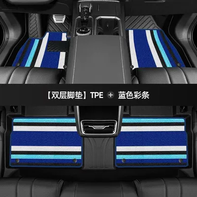 to chery exploration 06 car: Universal Foot Pad - thickened-double-layer-tpe-foot-mat-blue-color-strip-snow-silk-23-24-models-explore-06