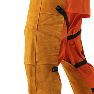 Youmeng AP-2042 golden yellow single front leather pants fireproof flame retardant full leather material wear-resistant welding work pants