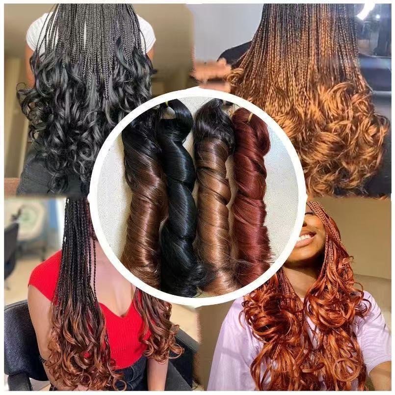 Peluca de cabello sintético con rizos franceses y ondas grandes, fibra de alta temperatura, trenzas de ganchillo, rastas africanas para mujer