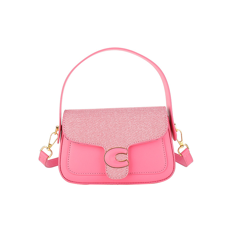 Bolsos de hombro empalmados en primavera, bolsos cuadrados de color de choque, bolsos de silla de montar de moda de nicho francés, bolsos de ocio