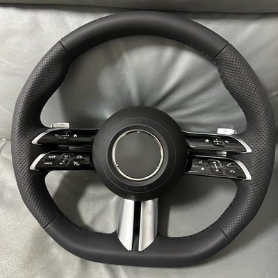 Custom modified new Mercedes-Benz E series steering wheel e260E300e53e350eL Dragonfly black genuine leather assembly