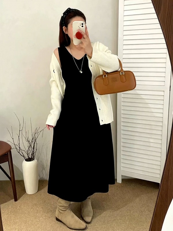 【包邮】大码女装双面穿背心裙女连衣裙2025秋胖mm中长款连衣裙|undefined