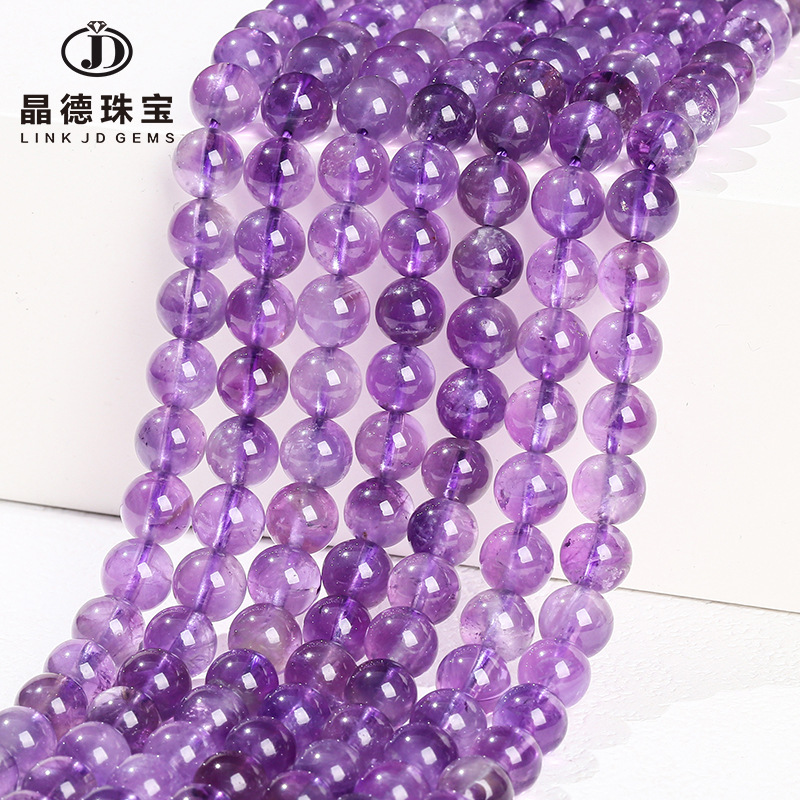 jingde jewelry amethyst scattered beads crystal round beads handmade diy ornament accessories bracelet semi-finished products in stock wholesale