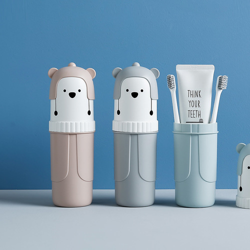 Cartoon bear toothbrush holder portable travel mouthwash cup toothpaste home storage box student pencil pencil case