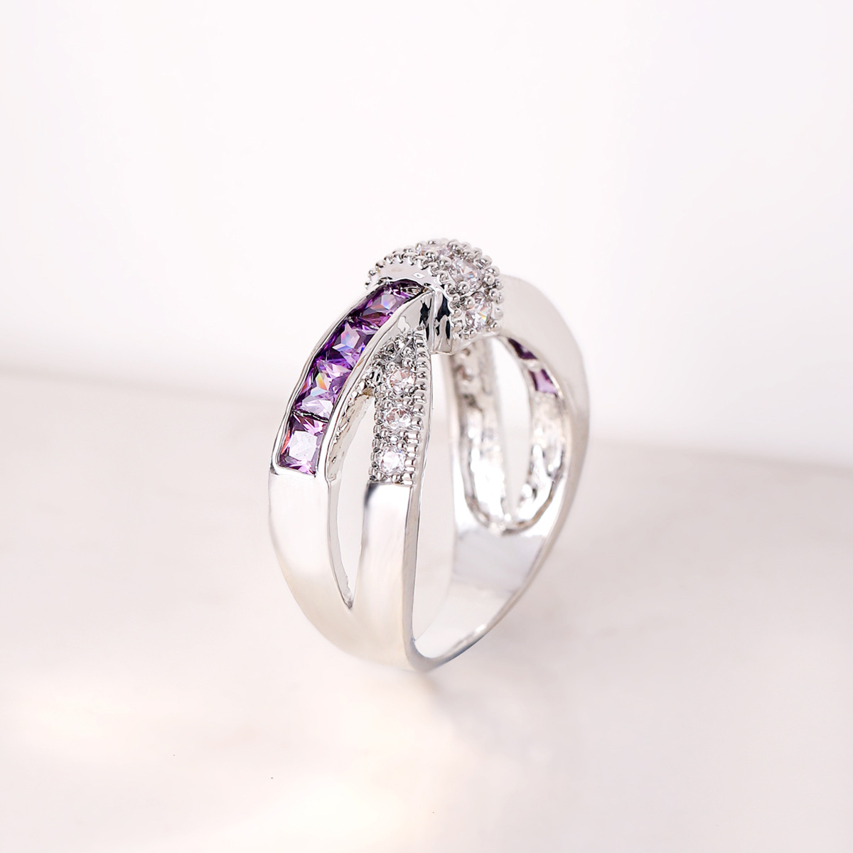 Fashion Geometric Copper Plating Zircon Rings 1 Piece