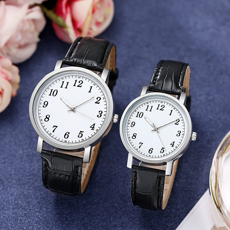 New Couple Watches Cross-Border Tiktok Live Small Round Watches Versatile Simple Casual Digital Men's and Women's Quartz Watches in Stock
