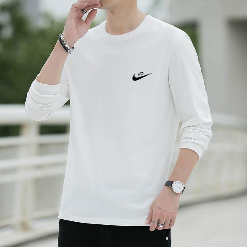 Men's Autum New Men's Long-Sleeved T-Shirt Fashionable Simple Pure Color Sports Bottoming Shirt Versatile Large Size Sweatshirt Trbottomy