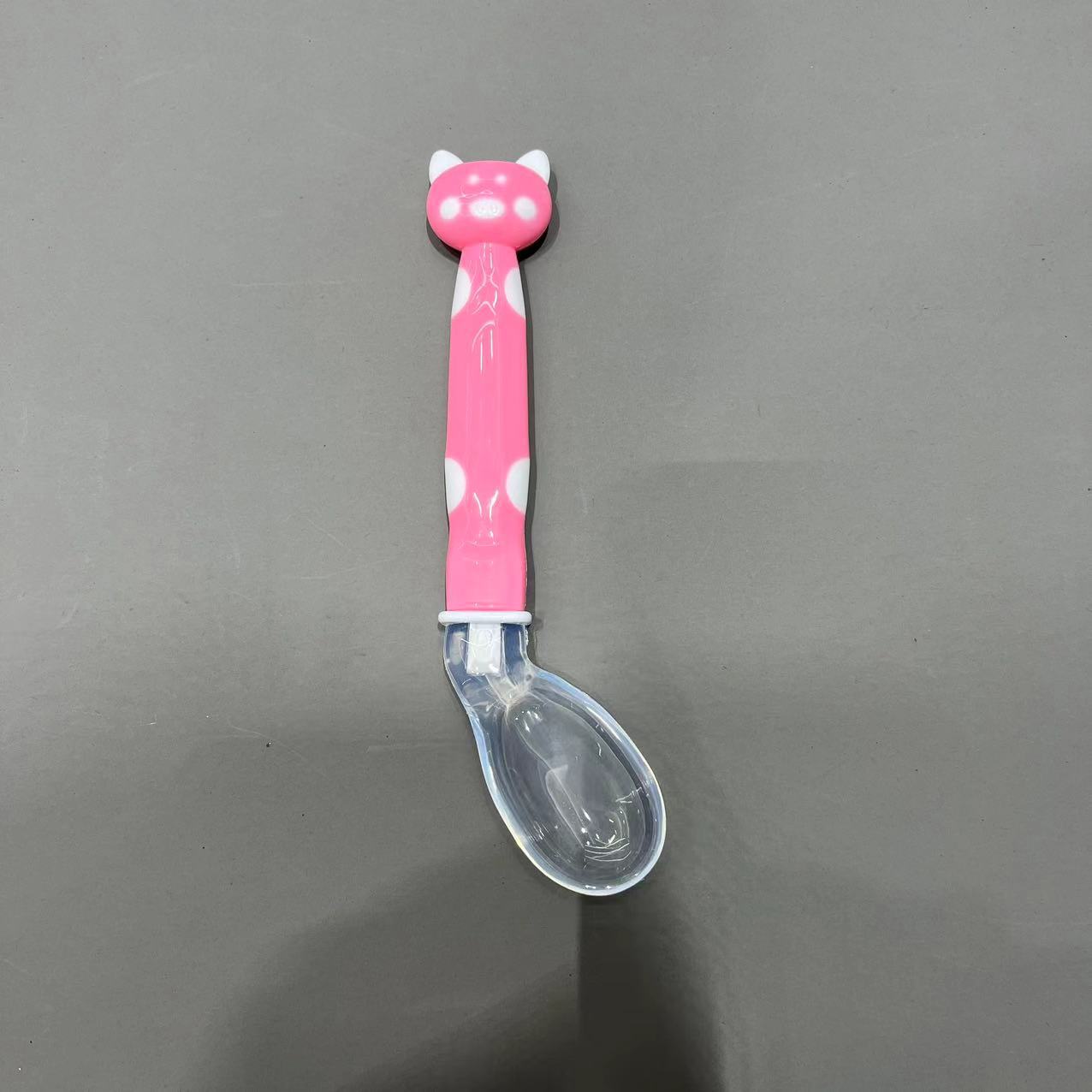 Cuchara de silicona para bebés, vajilla de alimentación para bebés, cuchara suave, cuchara de suplemento alimenticio de dibujos animados, cuchara, cuchara, cuchara doblada
